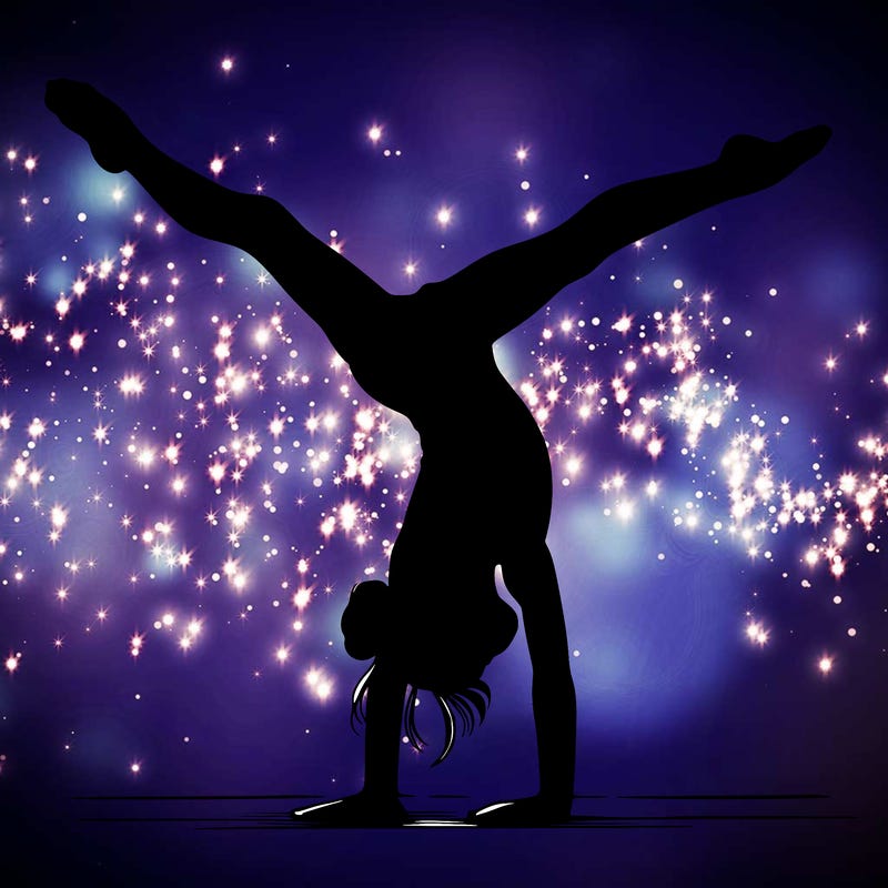 realistic gymnastic hand stand girl in four splits