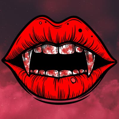 lips with vampire teeth