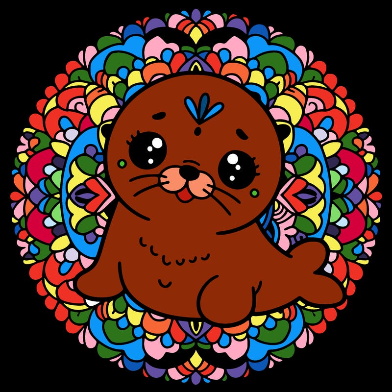 a cute baby seal mandala