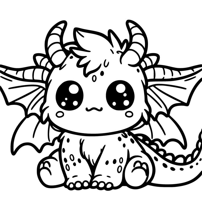 cute fantasy creature outline