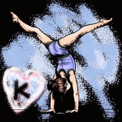 realistic gymnastic hand stand girl in four splits