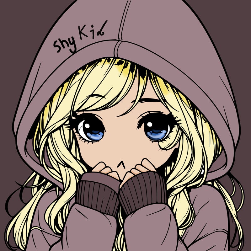 realistic shy girl with hoodie
