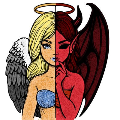 realistic angel half demon