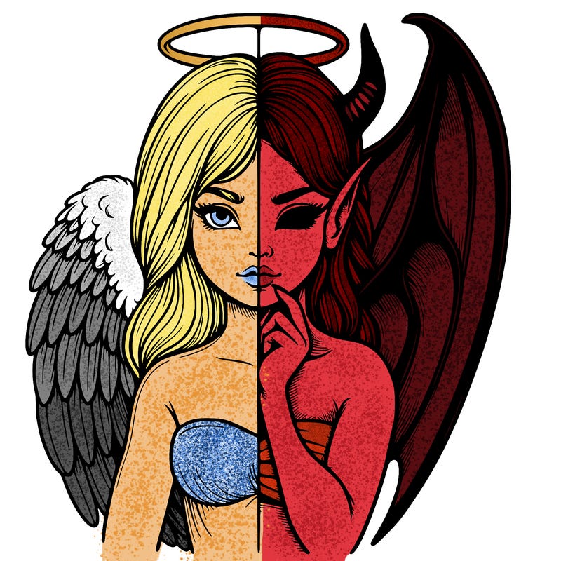 realistic angel half demon