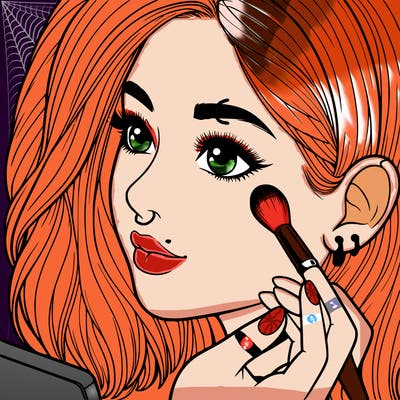 a realistic girl doing her makeup