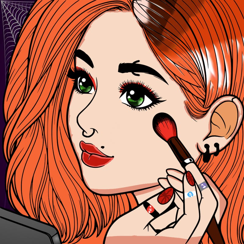 a realistic girl doing her makeup