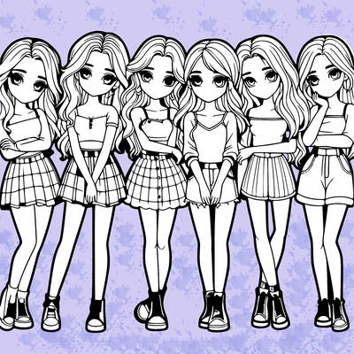 a group of girls realistic