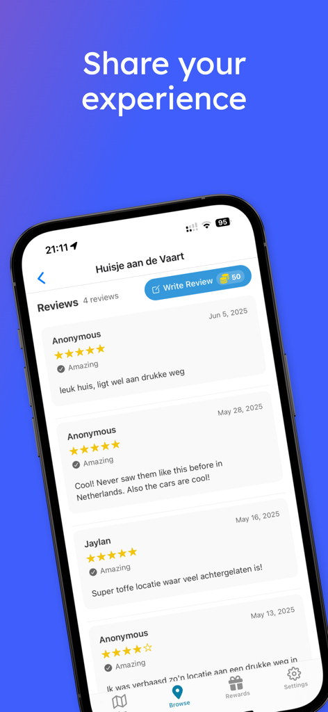 UrbexVault - A mobile screen from the UrbexVault app showing user reviews and star ratings for an urban exploration location.