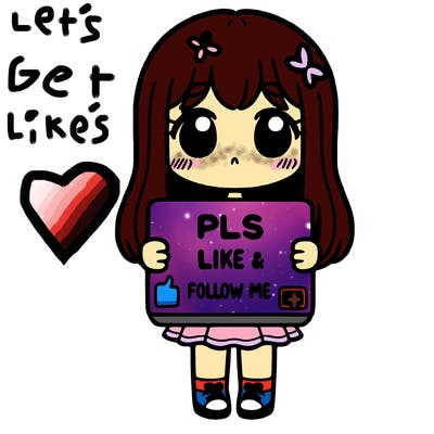 girl holding a sign that says pls like and follow me