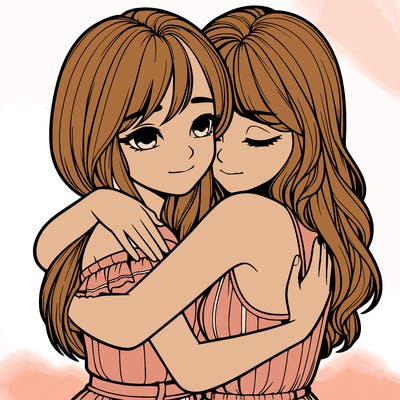 realistic girls hugging