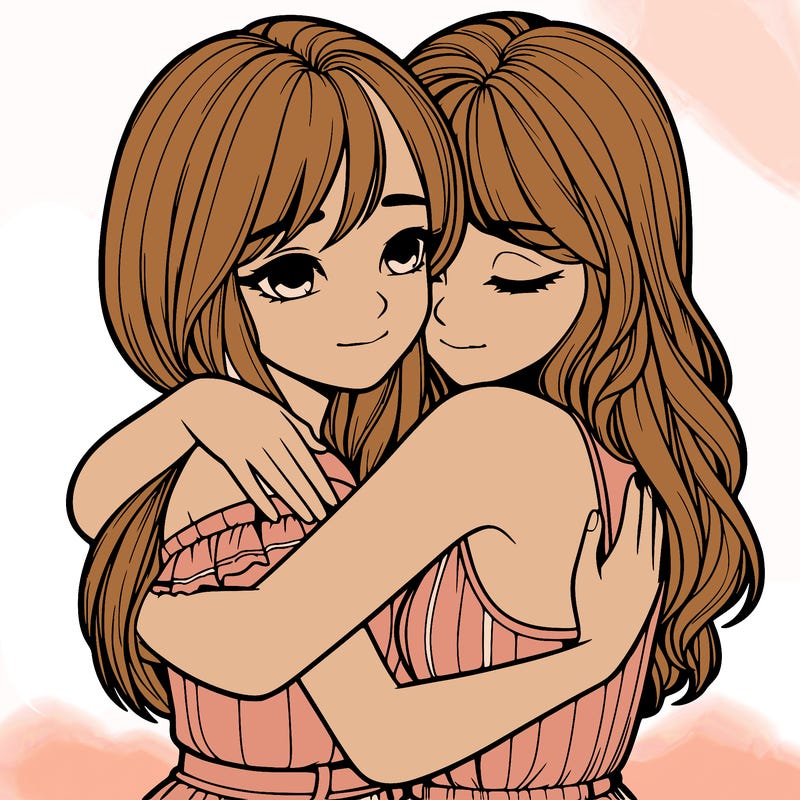 realistic girls hugging