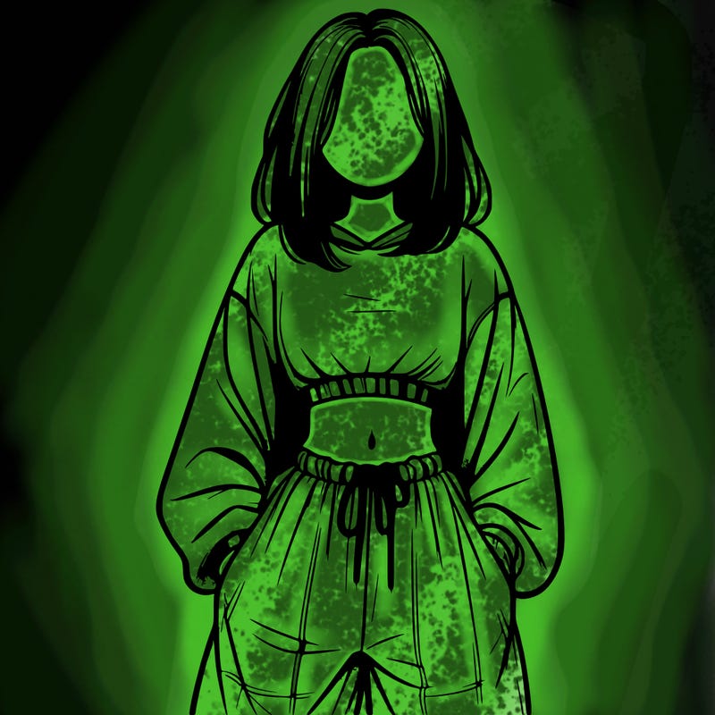 realistic girl faceless with baggy pants and a crop top