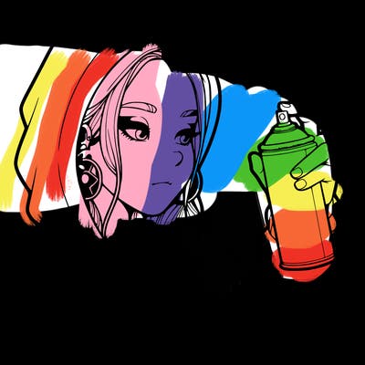 a realistic girl, spray painting