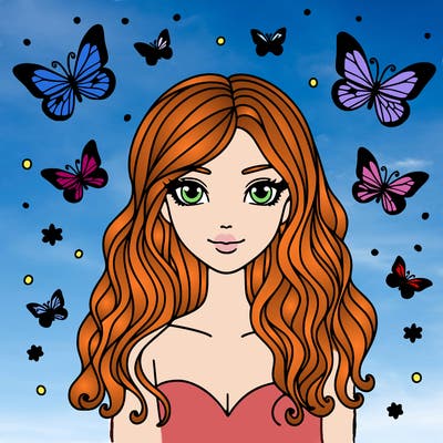 woman with butterfly hair