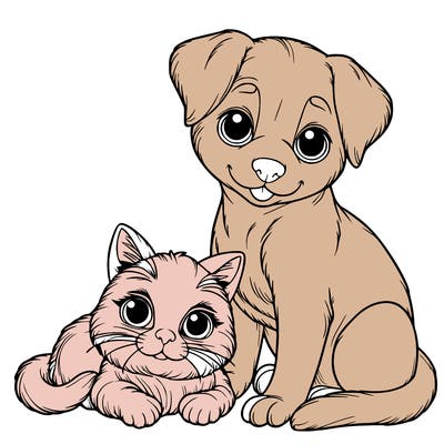 realistic cat and dog