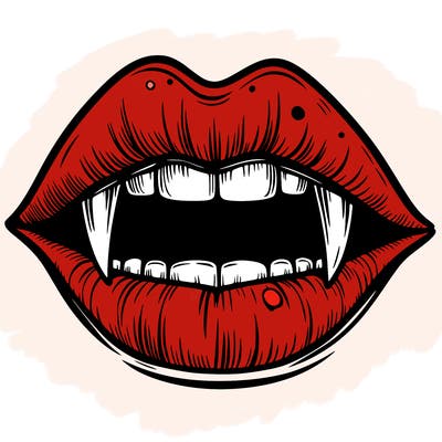 lips with vampire teeth