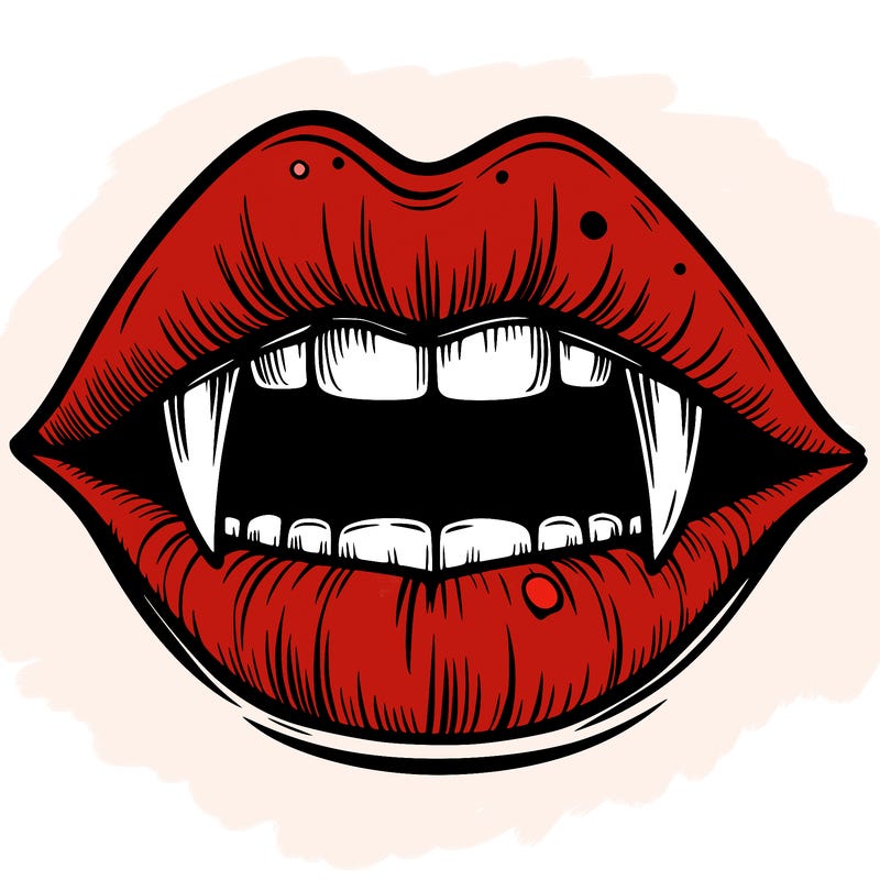 lips with vampire teeth
