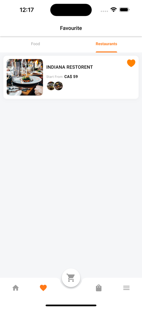 Africaribana Go - Lista de restaurantes favoritos no aplicativo móvel Africaribana Go