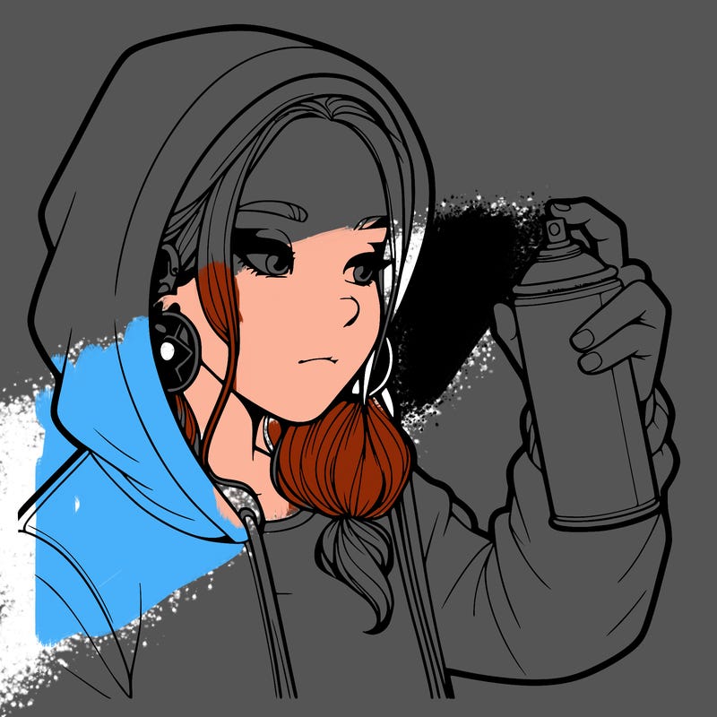 a realistic girl, spray painting
