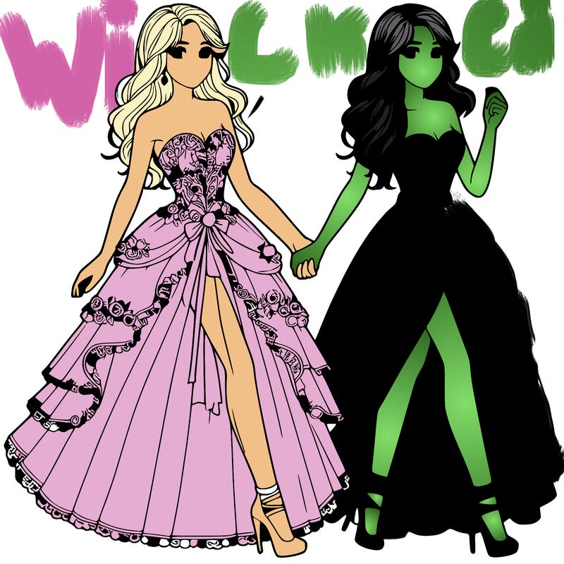 realistic girl in a beautiful dress with her best friend