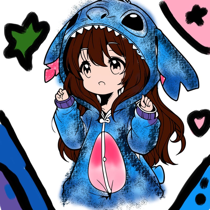 anime girl in a stitch onsie