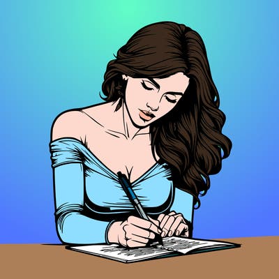 realistic female writing poetry