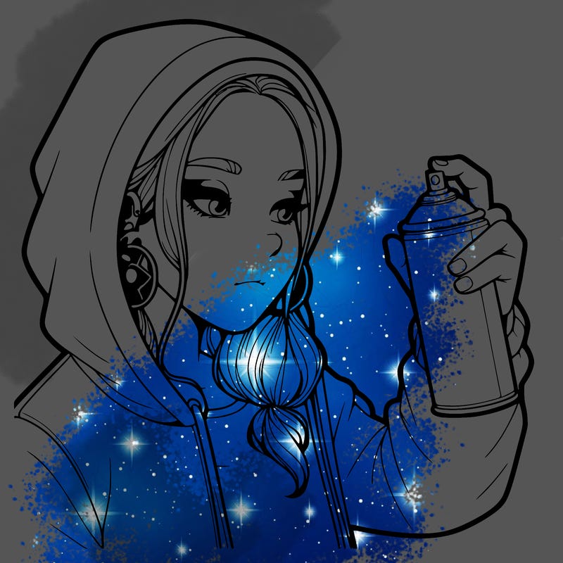 a realistic girl, spray painting