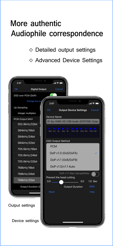 KaiserTone Audio Player +HiRes - Advanced digital output and device settings interface for high-resolution audio in the KaiserTone app