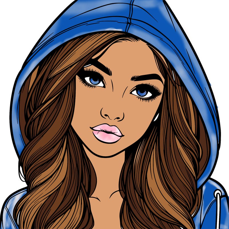 realistic beautiful girl with a hood on