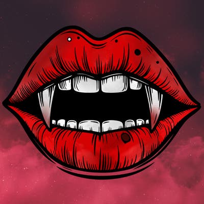 lips with vampire teeth