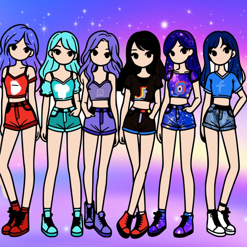 a group of girls wearing crop tops and shorts