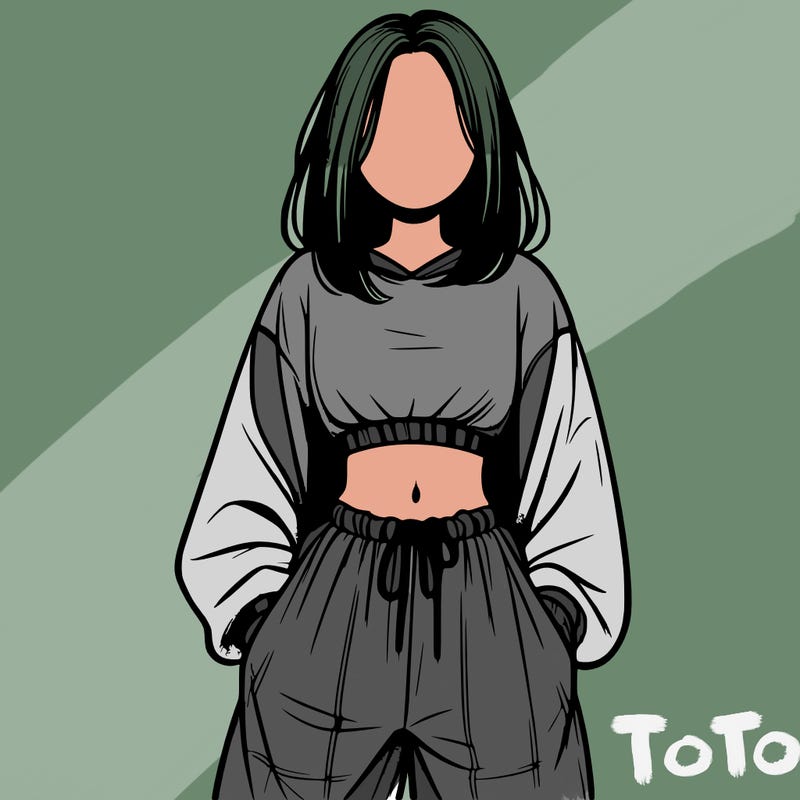 realistic girl faceless with baggy pants and a crop top