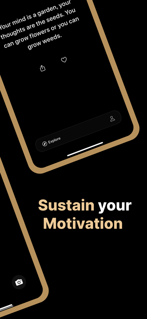 Mentality - Daily quotes - A minimalist dark interface showing a motivational quote about the mind being a garden from the Mentality app