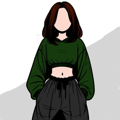 realistic girl faceless with baggy pants and a crop top