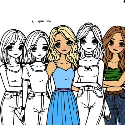 a group of girls realistic