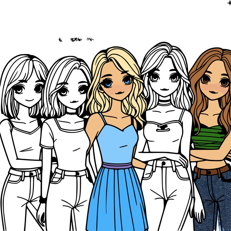 a group of girls realistic