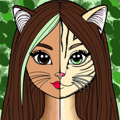 realistic half girl half cat