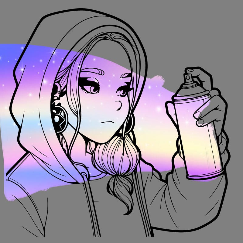 a realistic girl, spray painting