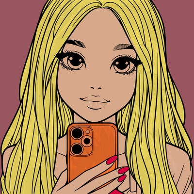 realistic girl with a phone