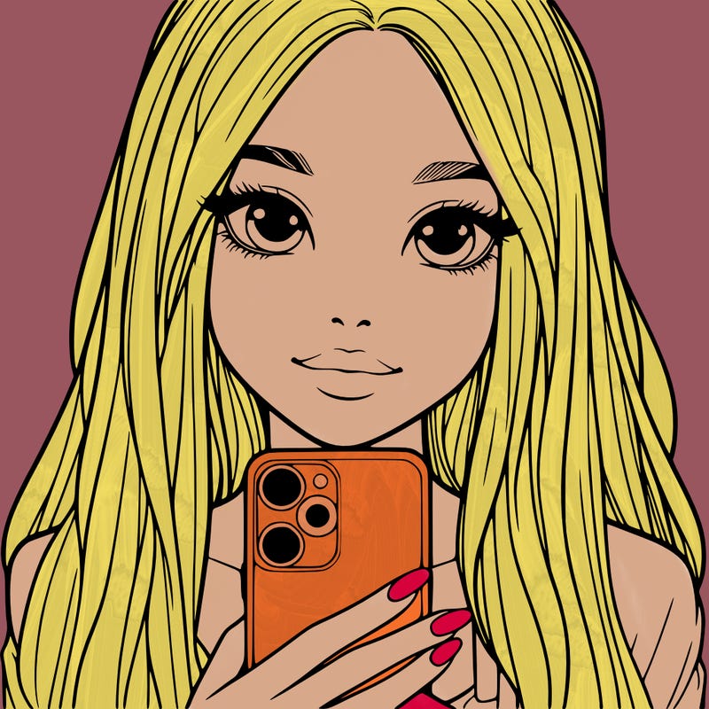 realistic girl with a phone