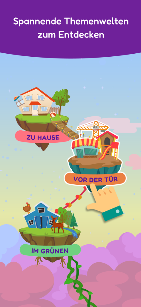 Interactive educational theme worlds for children in the sofatutor KIDS learning app