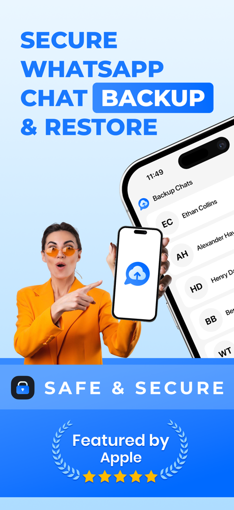 Chat Backup Restore - Secure WhatsApp chat backup and restore mobile app promotion