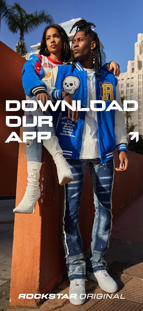Rockstar Original - Rockstar Originalアプリのダウンロードを宣伝する、アーバンストリートウェアを着たモデルたち