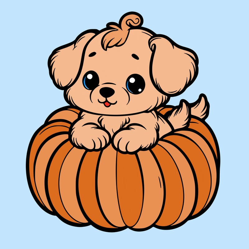 cute little puppy in a pumpkin