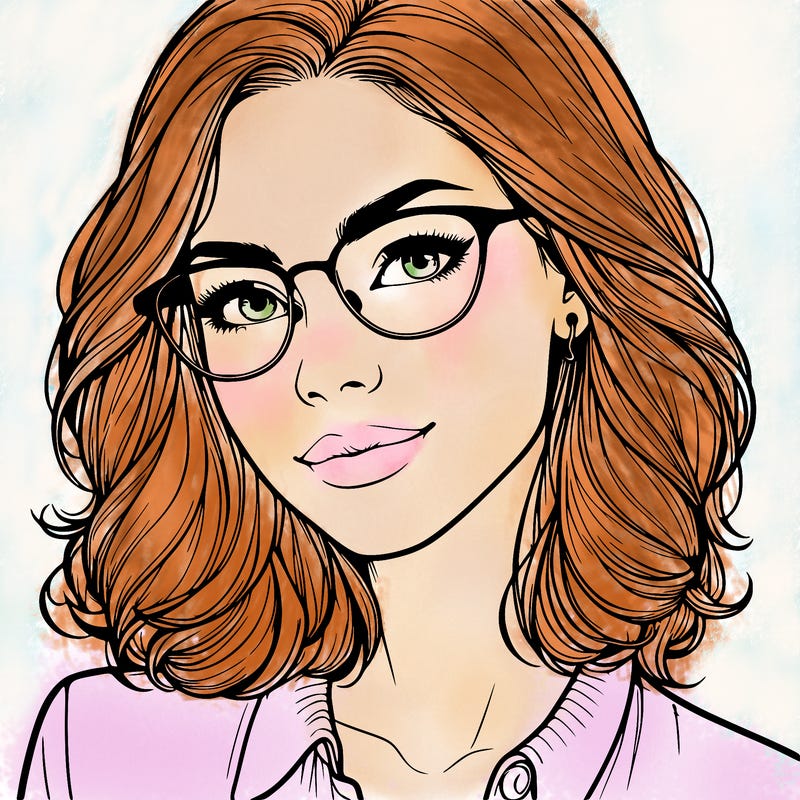realistic woman with glasses