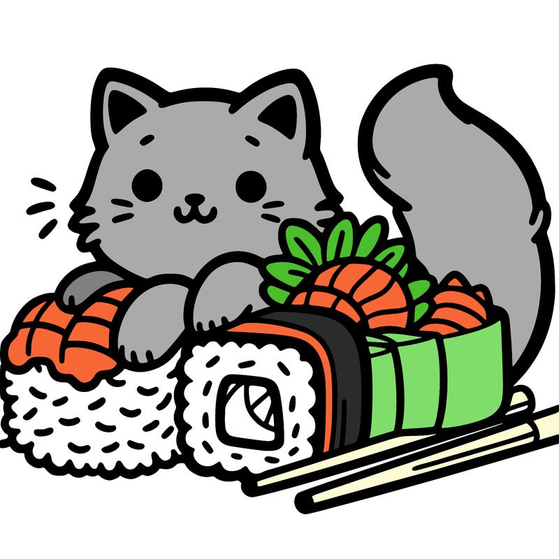 cat with sushi