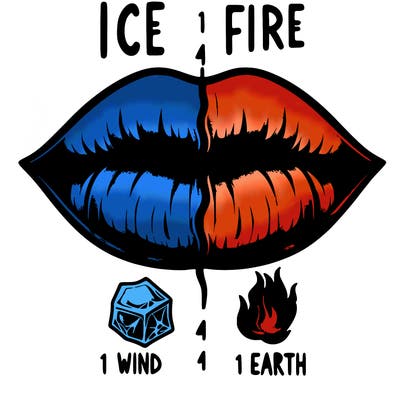 realistic lip split in fourth . 1 fourth ice 1 fire 1wind 1 earth