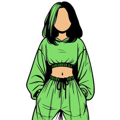 realistic girl faceless with baggy pants and a crop top
