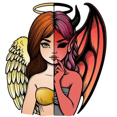 realistic angel half demon