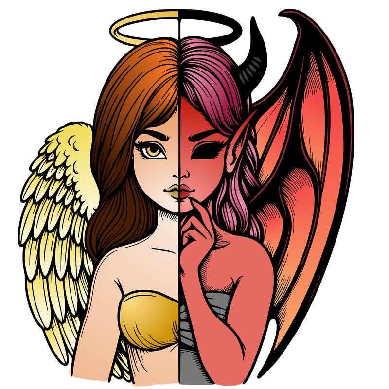 realistic angel half demon